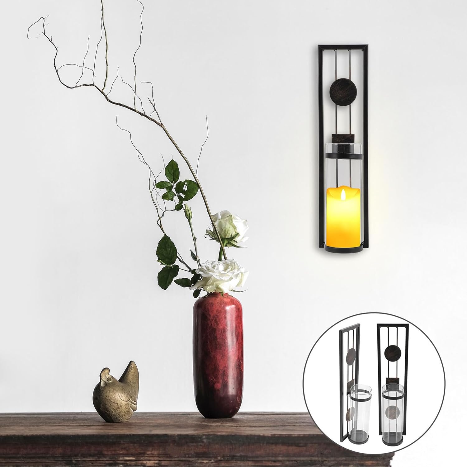 2pcs Iron Art Candle Stand Wall Hanging Tealight Holders Decorative Home Wall Ornaments Classic Style