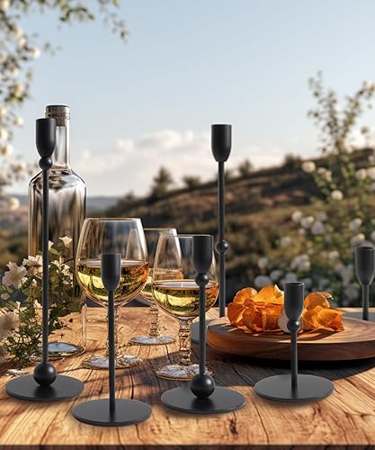 Miniatura 3 de Black Candlestick Holders- 6 Pcs Metal Candle Holders for Table Centerpiece, Stable Modern Candle Holder for Home Decor, Party, Wedding