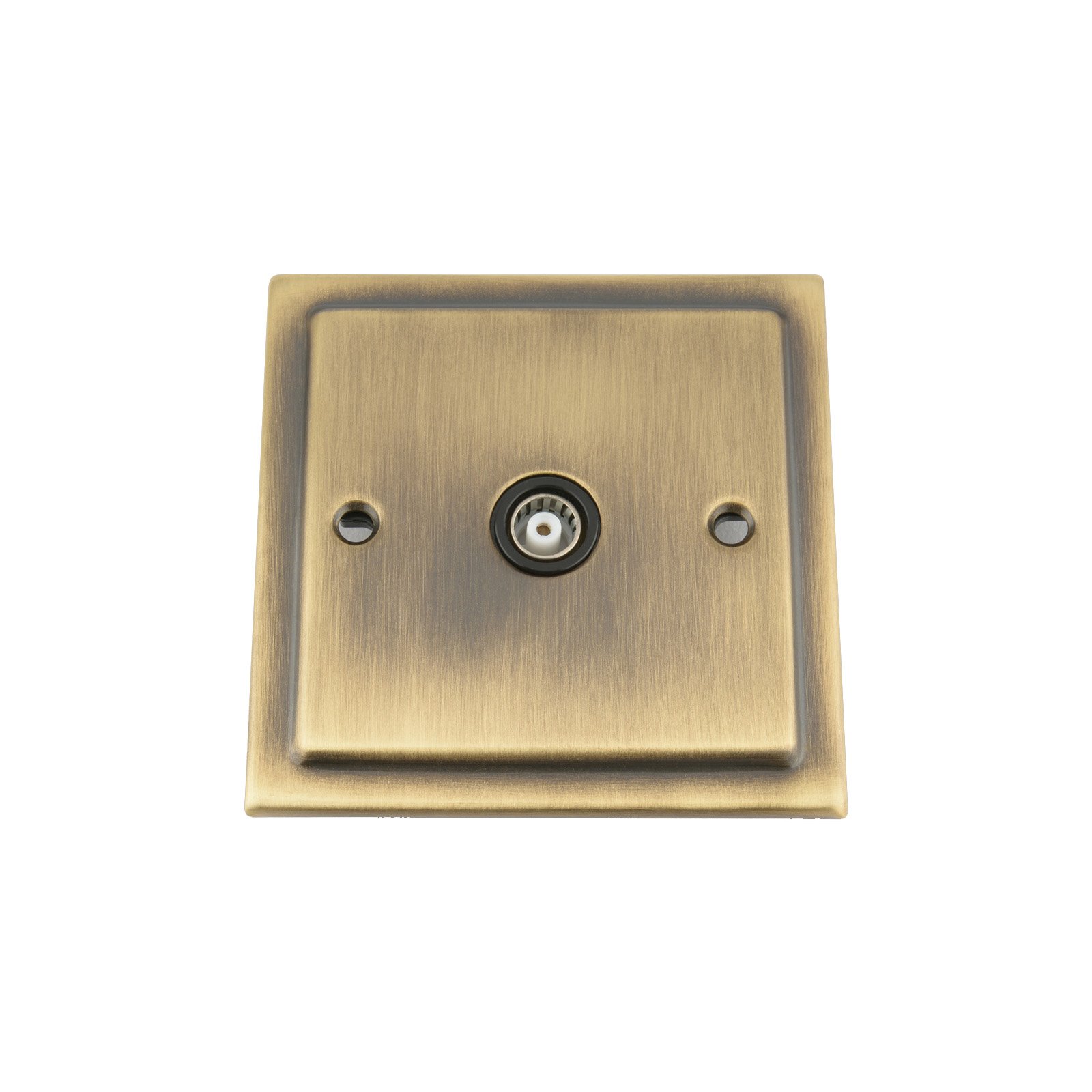 A5 Products Black Tv Coaxial Aerial Socket Single 1 Gang - Victorian - Antique Brass