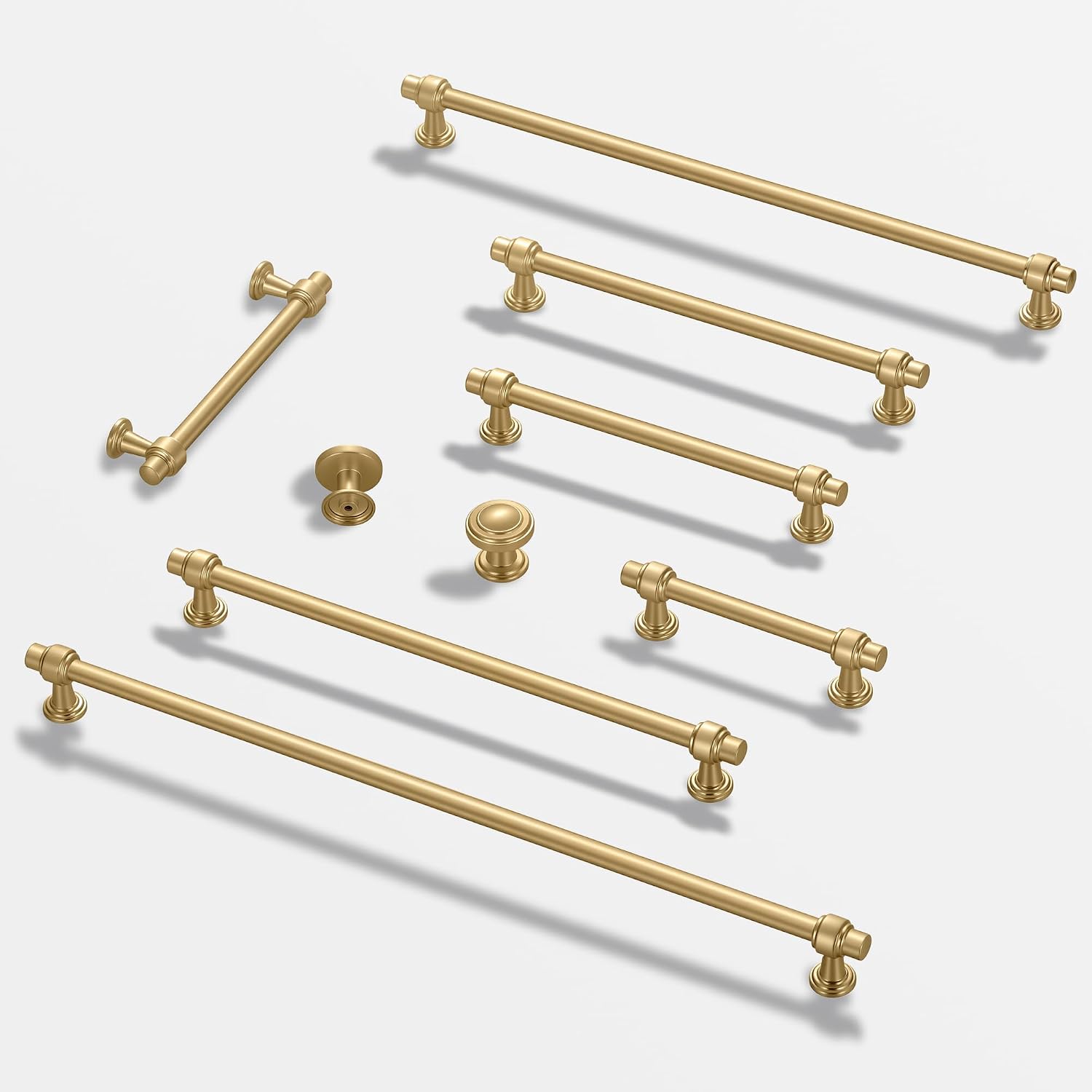 Lardmon 10 Pack 5 Inch(128mm) Hole Center Brushed Champagne Bronze Modern Cabinet Pulls Kitchen Cabinet Handles Kitchen Cabinet Hardware Timeless Drawer Vanity Pulls, Champagne(5x10)