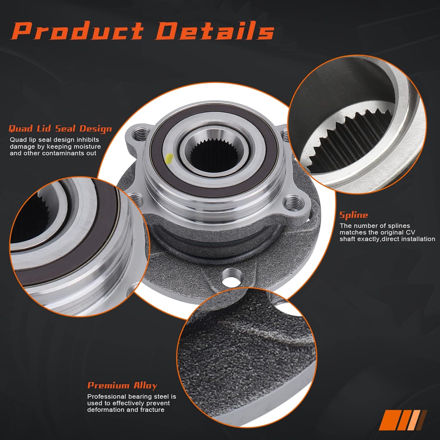 DRIVESTAR 513253 Front Wheel Hub & Bearing Assembly for Audi A3 TT for Volkswagen Golf/Jetta/Passat(Pair)