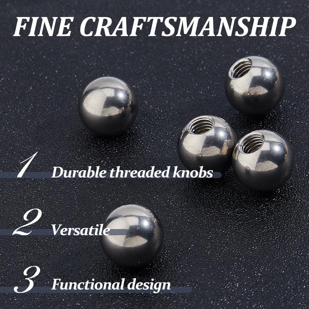 SUPERFINDINGS 5Pcs M4x15mm Ball Nuts Knob Female Thread Ball Nut Caps Silver Replacement Chromium Steel Balls Screw Caps Round Lamp Decoration for Lighting Machinery DIY - Image 4