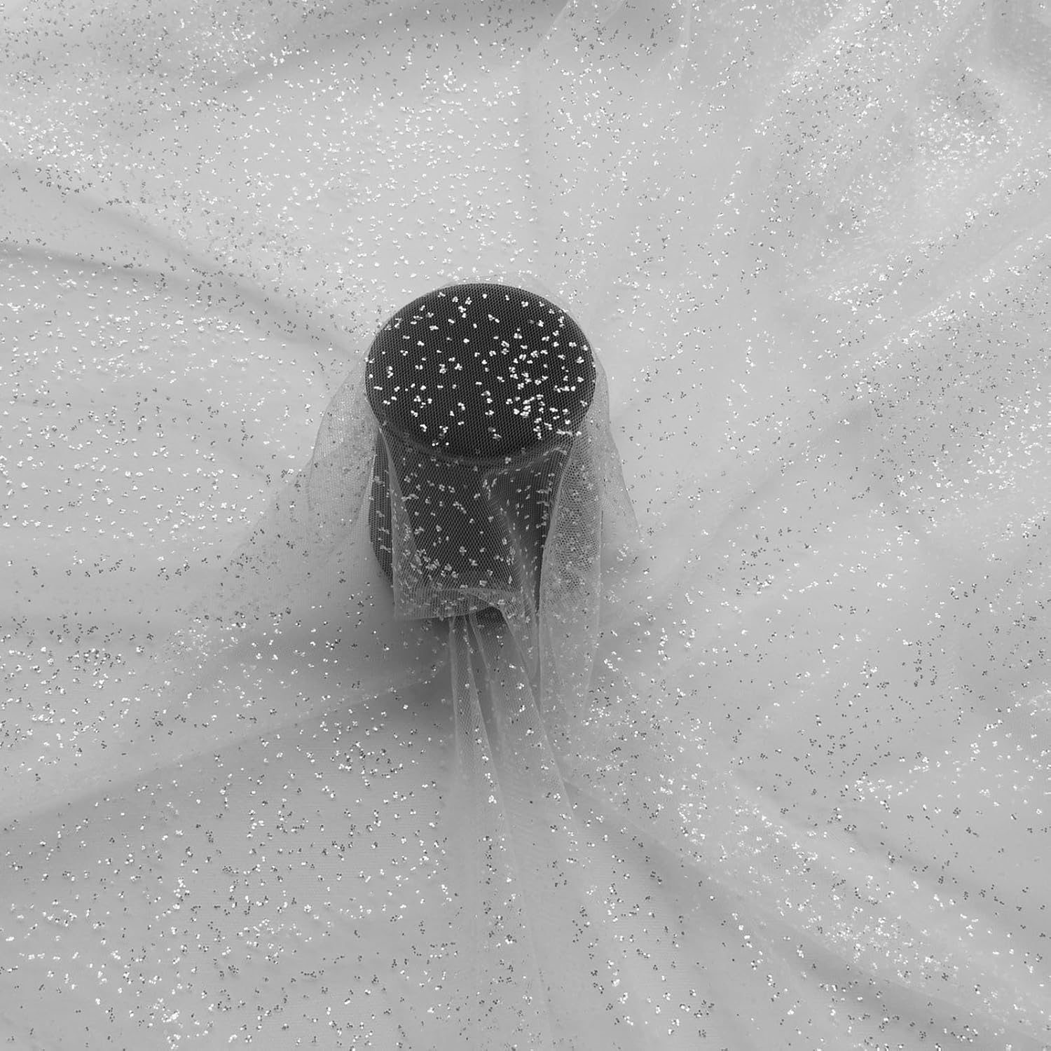 Glitter Tulle Fabric Spool Bolt (58 Inch by 6.6 Yards) Large Tulle Wedding Party Decoration, Tutu Skirt, Table Runner, Gift Wrapping, Bridal Shower, Soft & Drape (White)