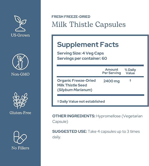 Eclectic Herb - Organic Milk Thistle Supplement | Silymarin Supplement Capsules | Liver Support, Detox, Cleanse + Maintain | US-Grown, Vegan, Non-GMO, Gluten Free (240 CT | 600 mg)