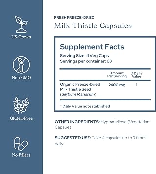 Eclectic Herb - Organic Milk Thistle Supplement | Silymarin Supplement Capsules | Liver Support, Detox, Cleanse + Maintain | US-Grown, Vegan, Non-GMO, Gluten Free (240 CT | 600 mg)