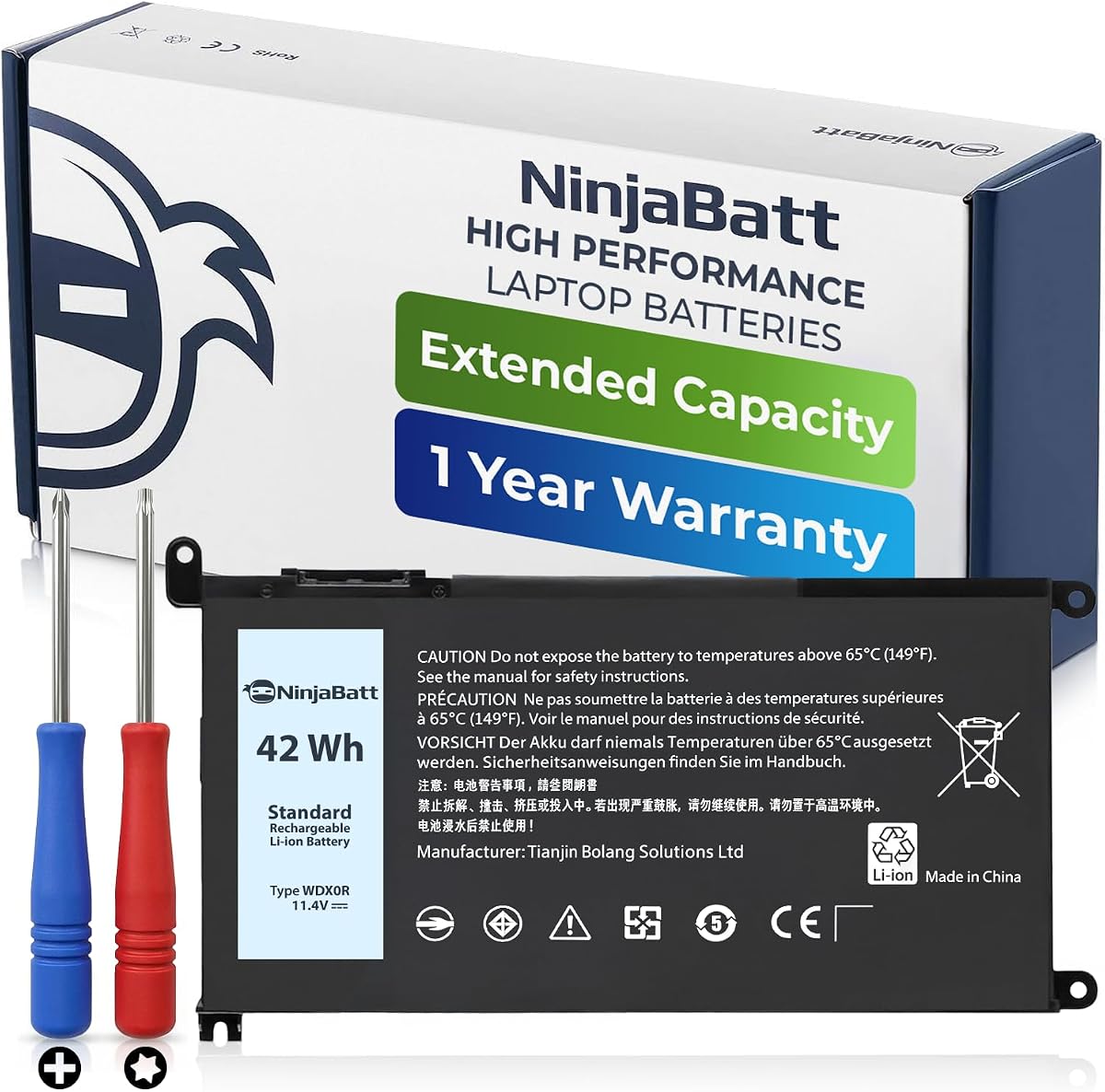 NinjaBatt WDX0R 42Wh Battery for Dell Inspiron 15 5570 5579 7569 7579