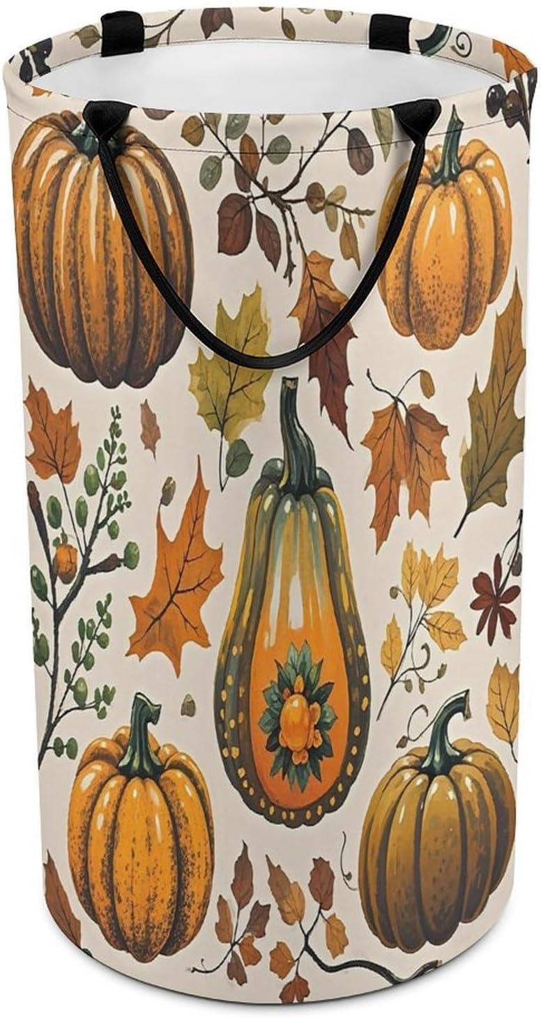Thanksgiving Pumpkin Laundry Hamper Large Collapsible Laundry Basket with Handles Waterproof Clothes Hamper Portable Dirty Clothes Basket for Bedroom Laundry Room Closet Bathroom
