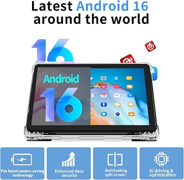 Android 16 Tablet 10 inch Tablets, 20GB RAM 128GB ROM 2TB Expandable, 2.0GHz Octa-core Processor, 2 in 1 Tablet with Keyboard Case Stylus Mouse, 5G WiFi6, BT 5.0, 6000mAh, Widevine L1, GMS, Black