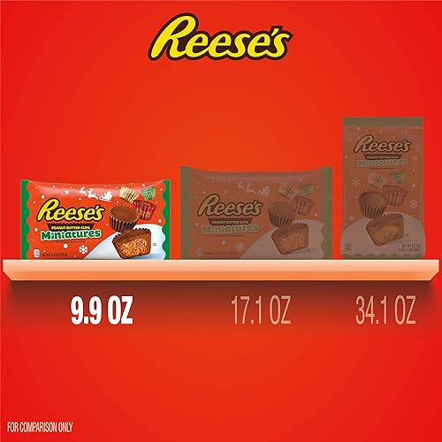Vista 7 de REESE'S - Tazas miniatura de chocolate con leche y mantequilla de maní, bolsa de dulces de Navidad, 9.9 onzas