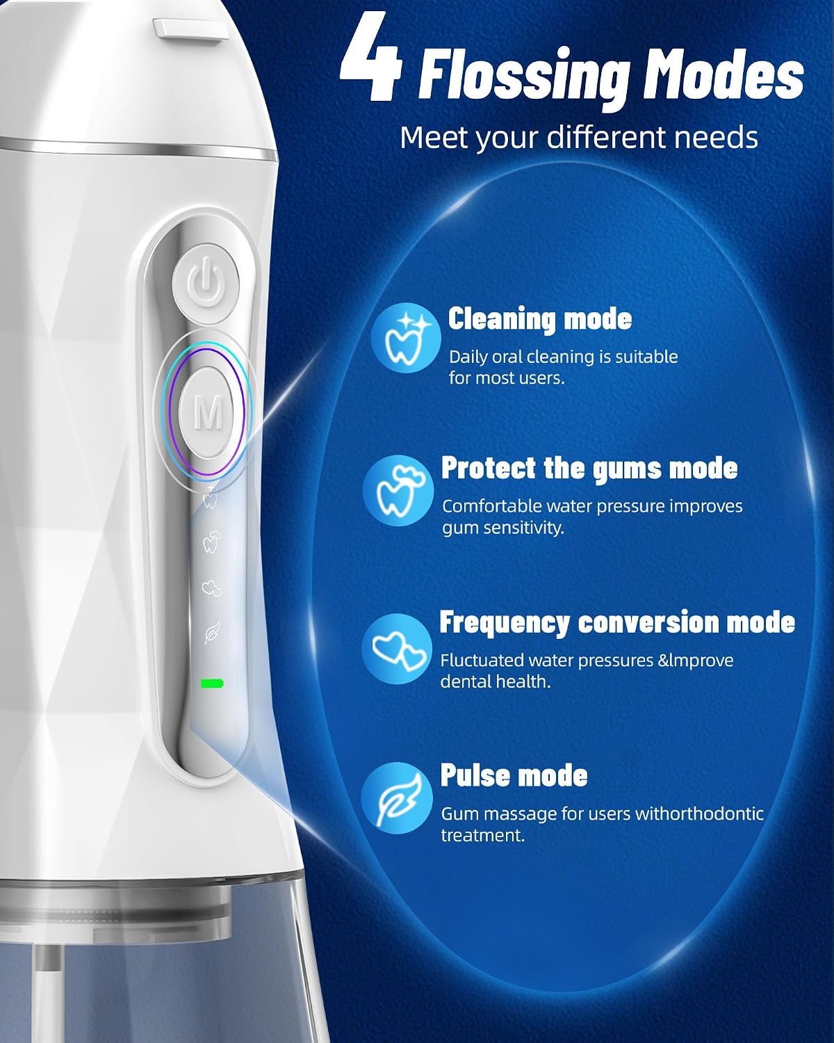 Water Flosser and Electric Toothbrush Combo,2-1 Oral Clean Kit, 5-Speed Sonic Electric Toothbrush & 4-Speed Portable Water Flosser to Clean Teeth and Protect Gum Health, IPX7 (White-Set)