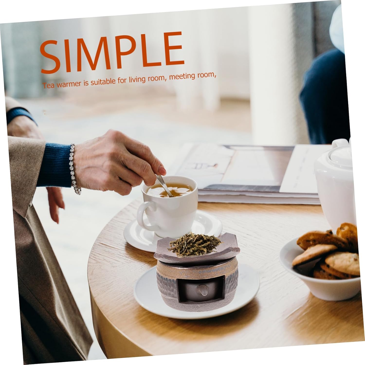 Ceramic Teapot Warmer Tea Warmer for Desk Tea Light Candle Stand Perfect Setting