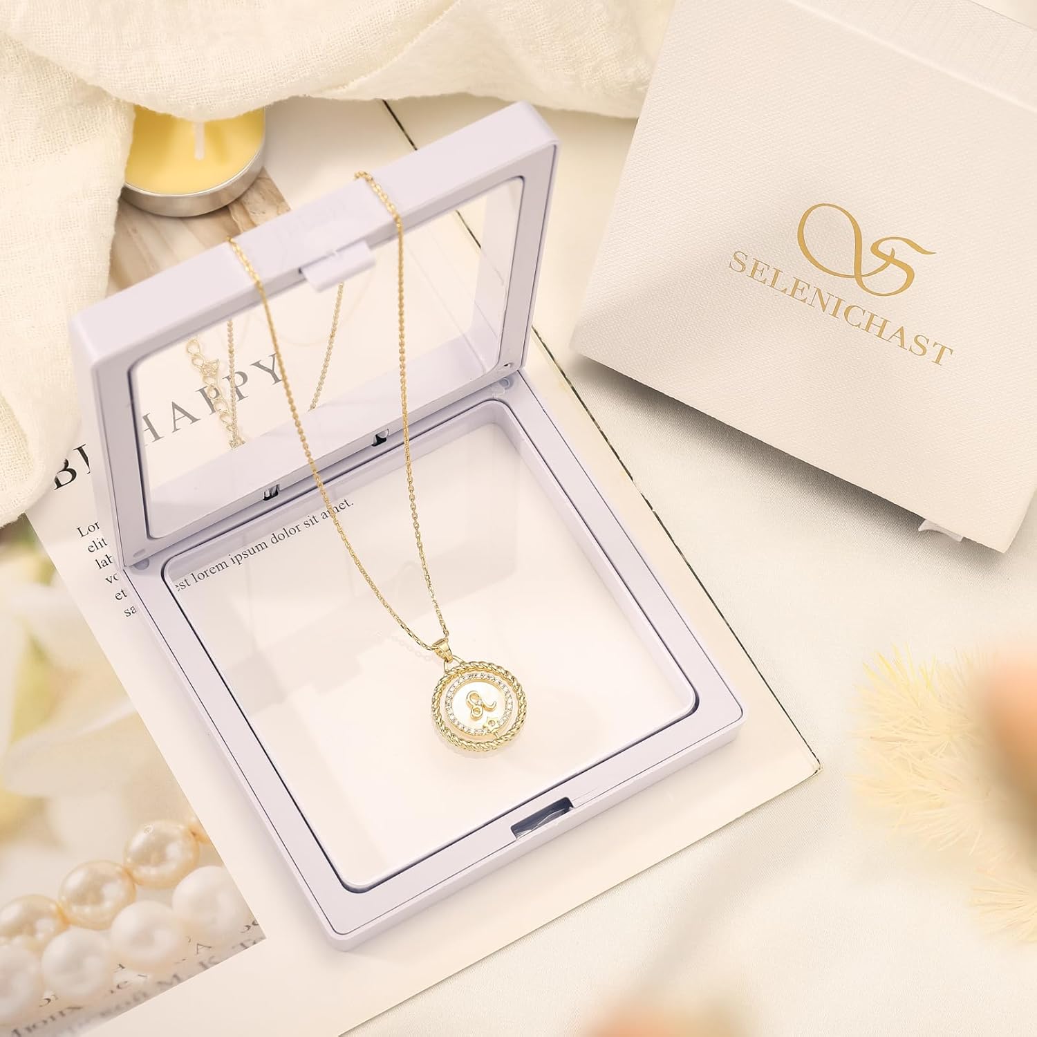 SELENICHAST 14K Gold Dainty Zodiac Necklace for Women,Gold Plated Rotatable 12 Constellation Astrology Necklaces Birthday Jewelry Gifts - Image 7
