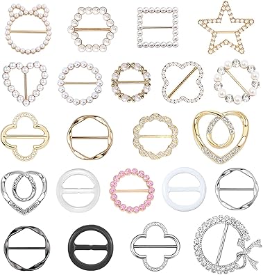 22 Pcs Shirt Ties Clips For Women, T Shirt Tie Or Rings Clips For Women For The Side, Scarf Ring Clip Tightener For Loose Clothes Corner Knotted Button Fashion Metal Round Circle Shirt Clip Buckle