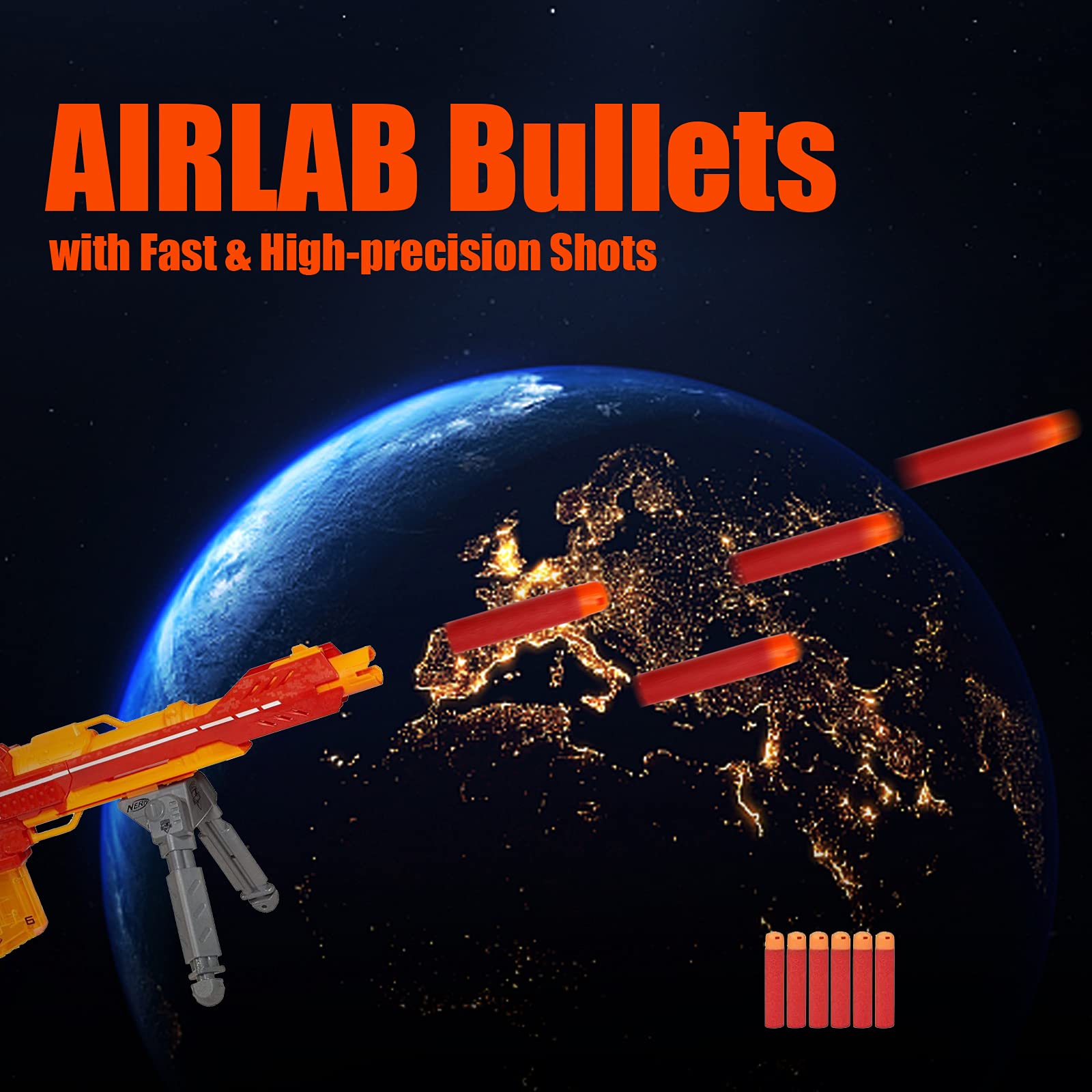 Airlab 60 Pezzi di Proiettili per Nerf Mega Blast, Dardi da 9,5 cm per Nerf Fortnite Mega Guns, Colpi e Munizioni Accessori per Pallottole Ricarica per Nerf N-Strike Elite Mega, Rosso