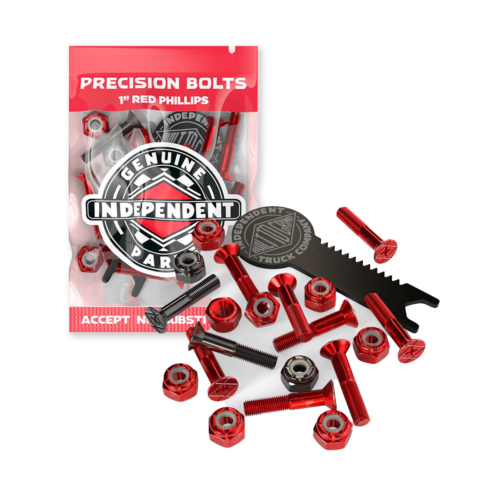 Independent Trucks CO Vis 1" Phillips Red Black