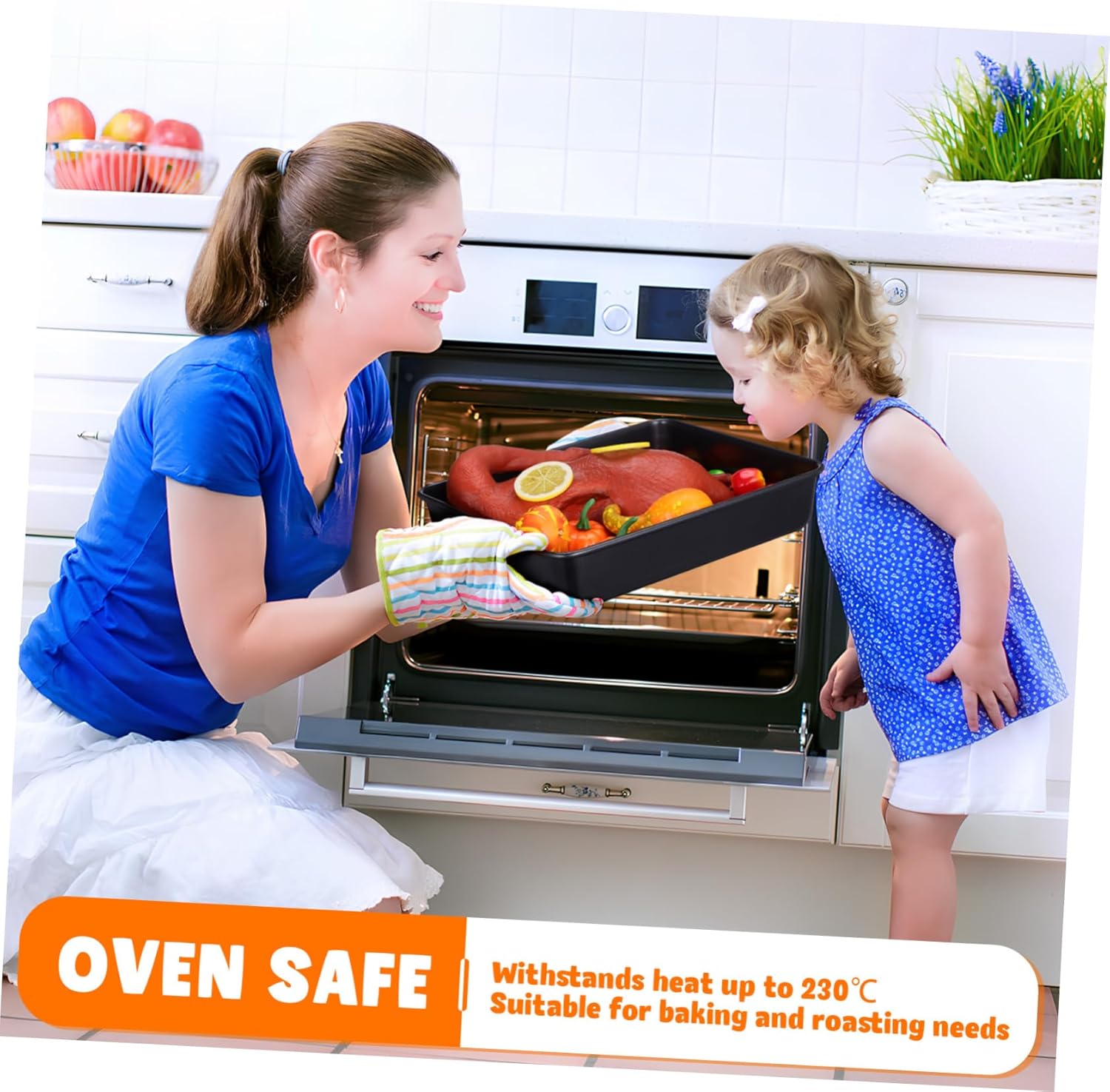 2pcs Stainless Steel Baking Trays Heavy Duty Roasting Pans for Ovens Non-stick Baking Raised Edges Versatile Kitchen Bakeware for Cleanup