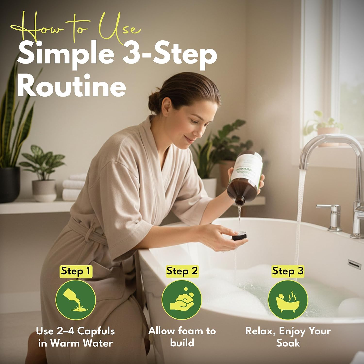 Luxury Foaming Bath - Natural Scented Bubble Bath - with Essential Oils and Epsom Salt - Refreshing Peppermint Scent, 33.8 fl oz / 1L
