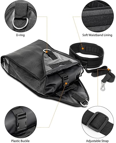 Miniatura 3 de Uboway Entrenador de trineo ajustable para entrenamiento de velocidad Sprinter en interiores con 4 sacos de arena de peso de 10 a 40 libras