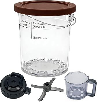 Replacement Creami Deluxe Pints,outer cups,Paddle with lid,Compatible with Ninja Creami NC500 NC501 NC501H NC501HBL CN501CO Series Ice Cream Makers Machine Accessories