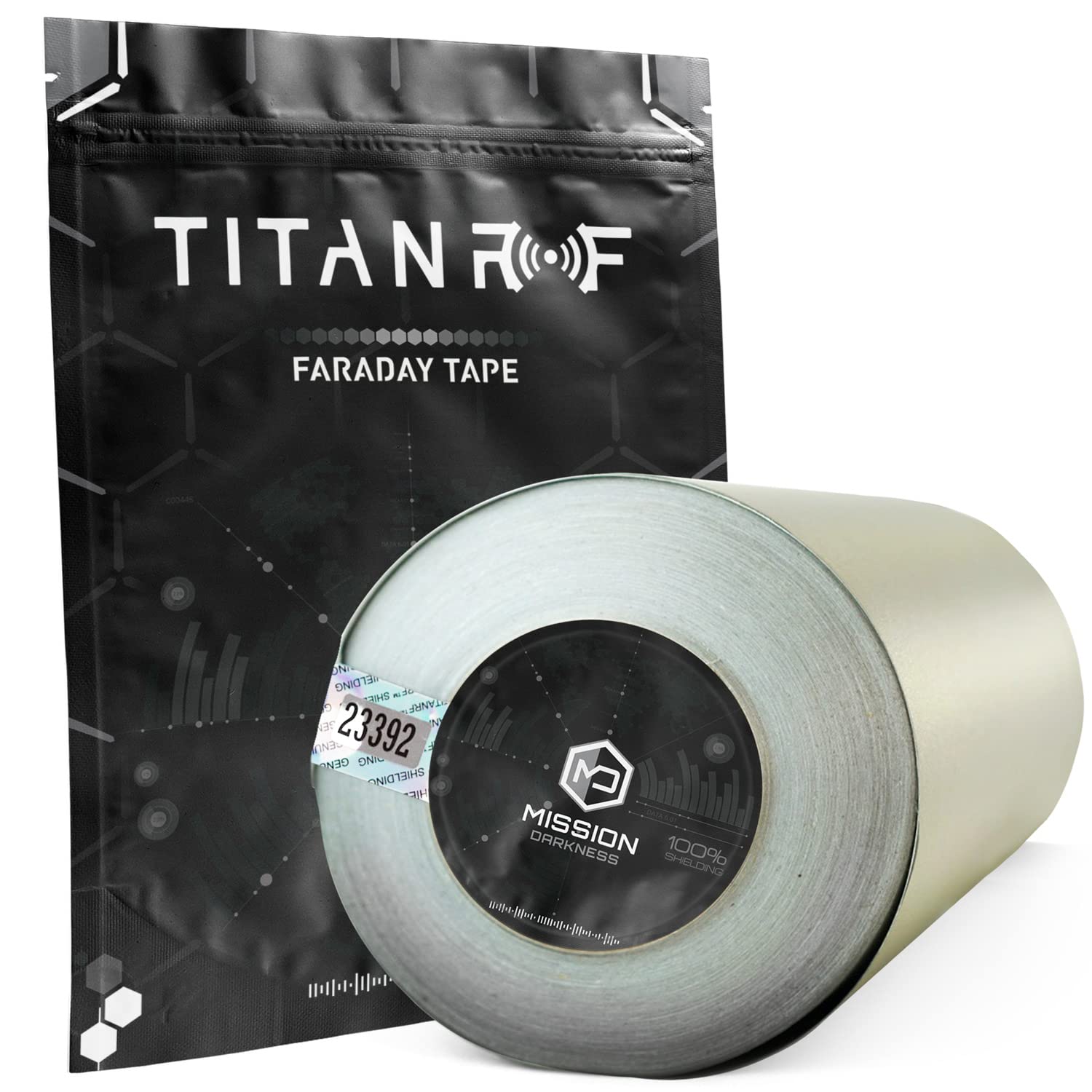 Mission Darkness TitanRF Faraday Tape // 10in W x 164ft L (25.4cm x 50m) High-Shielding Conductive Adhesive Tape Roll Used to Connect TitanRF Fabric Sheets or Seal RF Enclosure