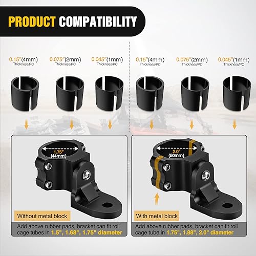 Miniatura 3 de Nilight Soporte de montaje para antena de bandera UTV, soporte de montaje de luz látigo, ajustable, resistente, para 1.5 a 1.75 pulgadas, 1.75 a 2