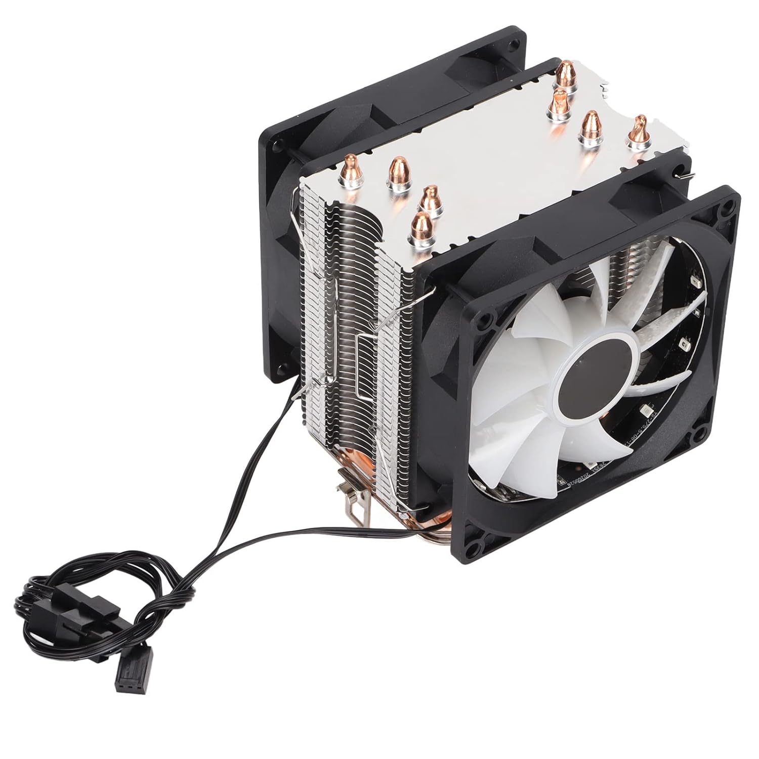 CPU Fan, Accurate Airstream Low Noise RGB CPU Cooler RGB Lighting Effect for Core2DUO for LGA 775 for Celeronp(Dual Fan)