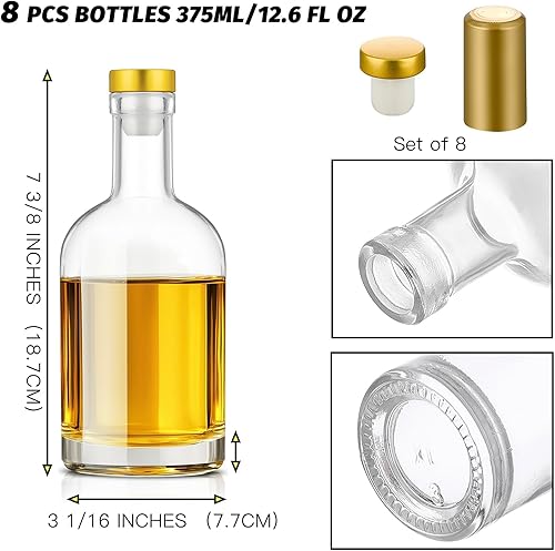 Miniatura 9 de Danmu Paquete de 8 botellas de vidrio, botellas de vidrio de 12.6 onzas con corcho, botellas de vidrio con tapas, botellas de vino, botellas de