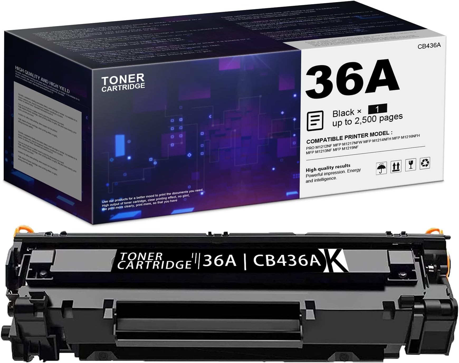 YQDZIGS Compatible 36A | CB436A Toner Cartridge Replacement for HP M1214nfh m1216nfh M1213nf M1219nf P1102w Printer (Black,1-Pack)