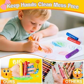 Aen Art Paint Sticks, 24 Colors Solid Tempera Paint Sticks for Kids, Quick Drying Washable Paint for Students, Kids