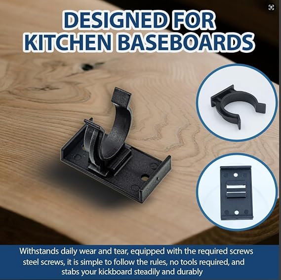 15 Pcs Kitchen Plinth Clips, Kickboard Clips, Kick Board Plinth with Attaching Bracket with 30 Screws for Secure Kickboard Installation
