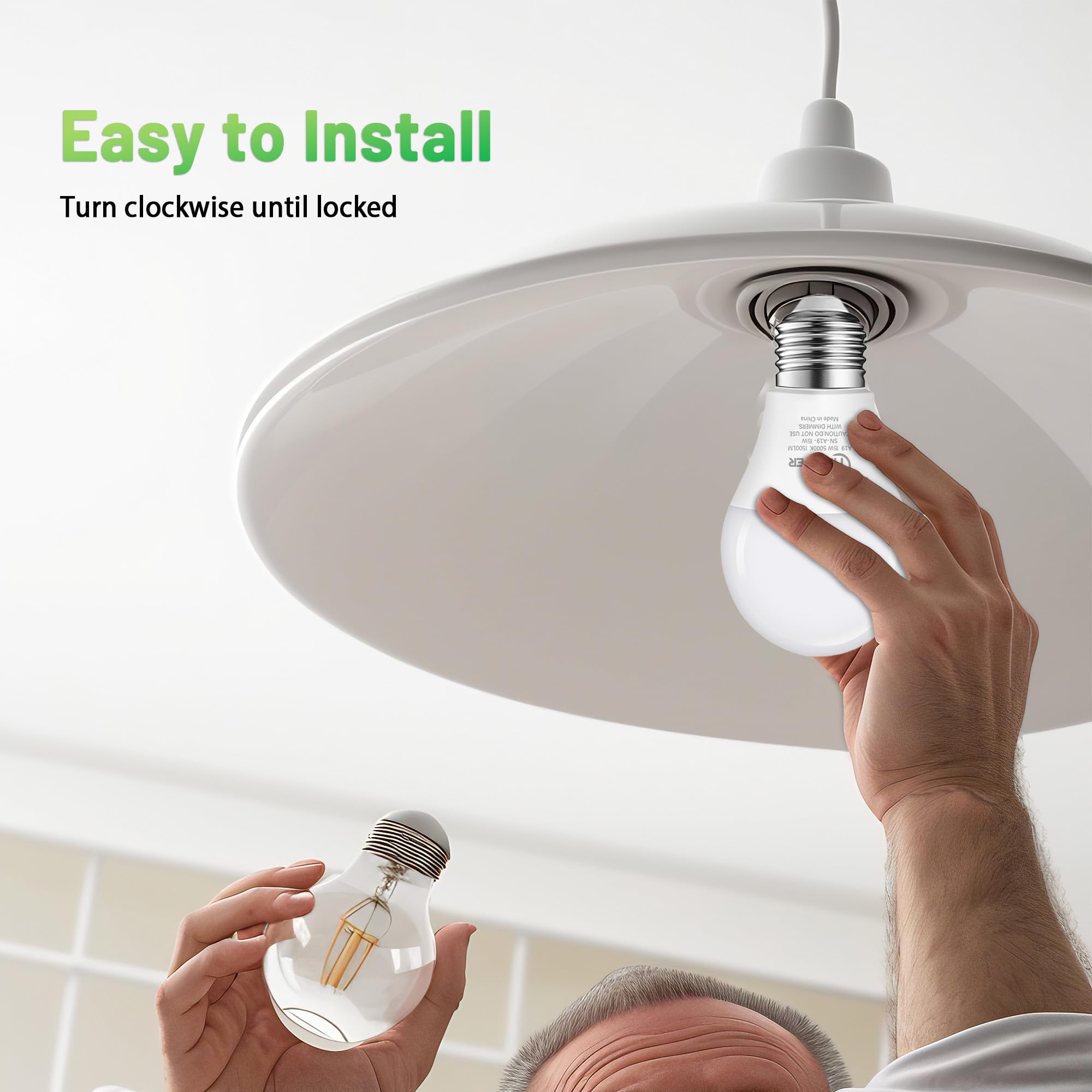 A19 LED Light Bulb 100W Equivalent Light Bulbs 15W 5000K Daylight 1500 Lumens Non-Dimmable LED Bulb E26 Standard — view 7