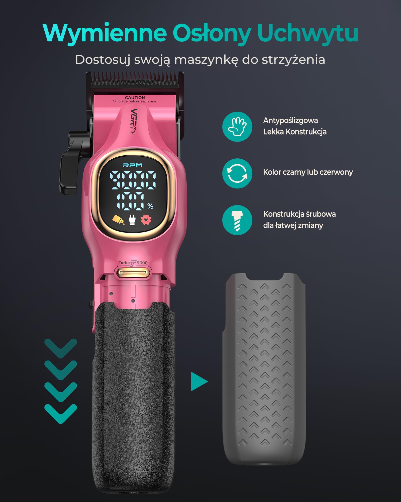 VGRPRO Profesjonalna Maszynka do Strzyżenia Włosów &Trymer,Zestaw barberski | Bezprzewodowy, elektryczna Zestaw Maszynka do Strzyżenia i Trymer, z etui, 9000 RPM,14 nasadki, Ekran LCD, Stacja ładująca