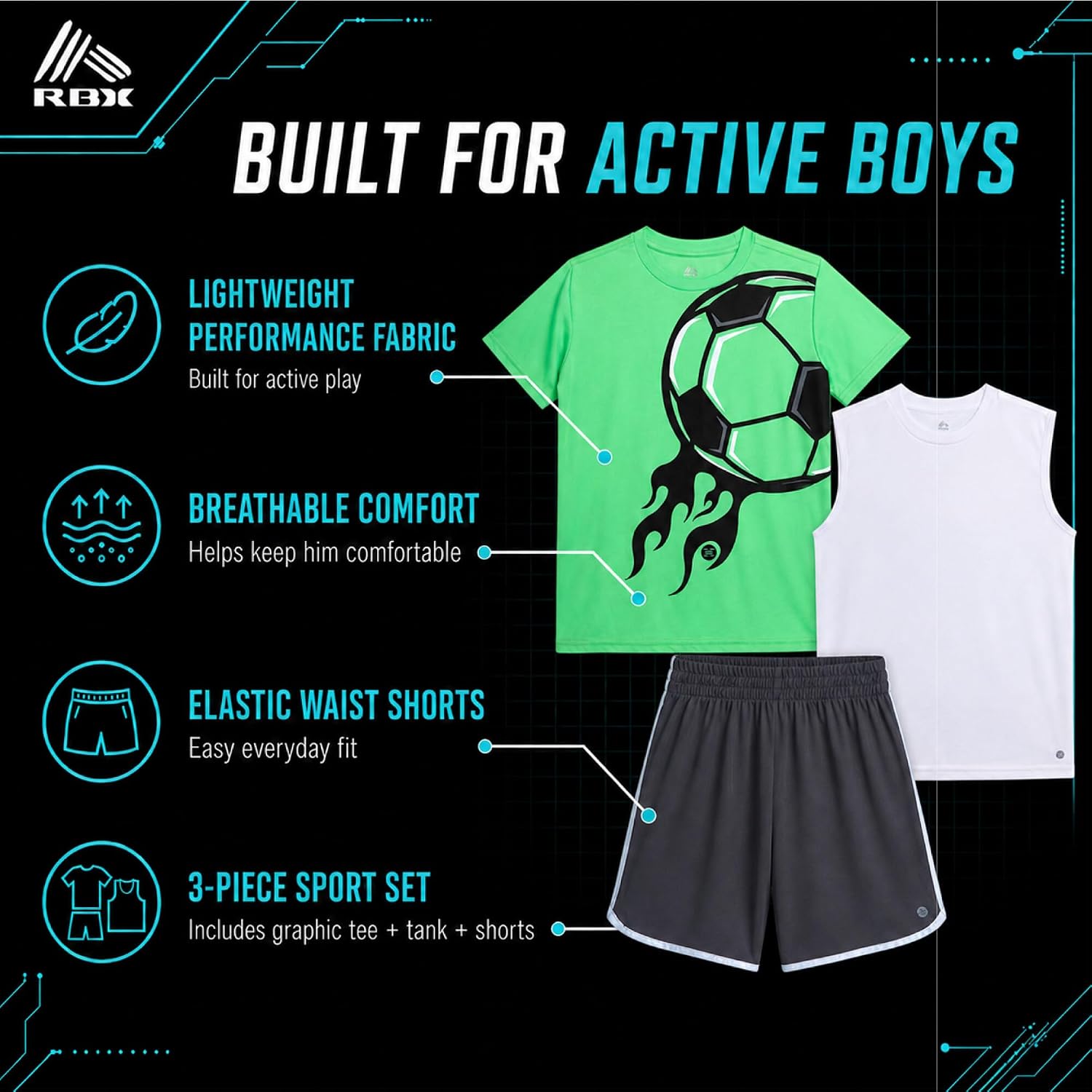 Rbx Boys Performance Short Sleeve Shirts