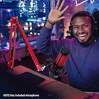 Vista 7 de SUNMON Brazo de Micrófono HyperX QuadCast - Brazo de Boom Rojo Mejorado con Pantalla Antiviento, Aislamiento de Sonido y Reducción de Ruido, Brazo