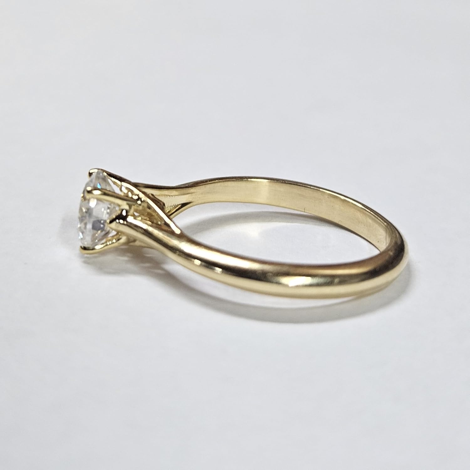 Trivedi Jewels Round Cut Diamond Solitaire Engagement Ring, 1 Carat 925 Sterling Silver, 14K Gold Plated, for Women