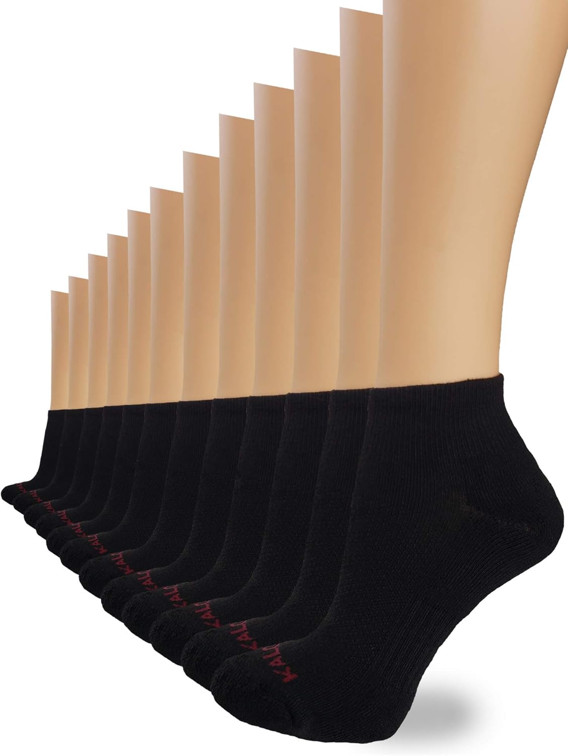 Kalon 12-Pack Black Ankle Athletic Socks for Women