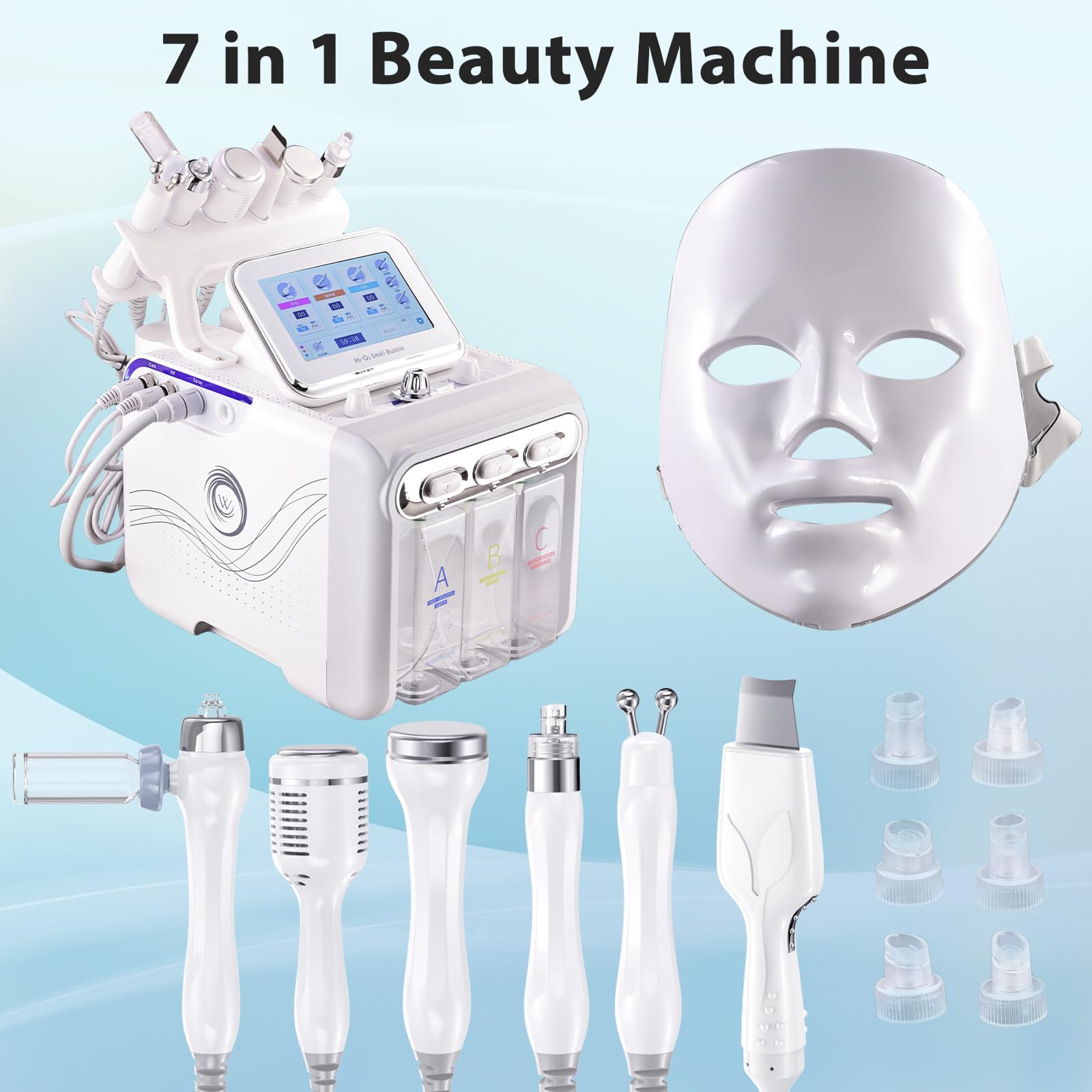 Appareil de nettoyage du visage 7 en 1 à l'hydrogène et à l'oxygène, appareil de nettoyage en profondeur multifonctionnel, pour une utilisation à domicile ou en institut de beauté