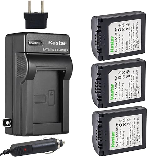 Kastar CGA-S006 Batería (paquete de 3) y cargador de repuesto para CGR-S006 CGR-S006A1B CGA-S006 DMW-BMA7 DE-A43A43B y Lumix DMC-FZ18 DMC-FZ28 disponible en Yaxa Peru