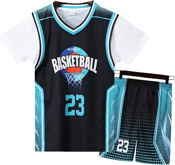 Boys Shorts Sets Tracksuit 2 Piece Basketball Performance Jersey with sleeves and Mesh Boys Set