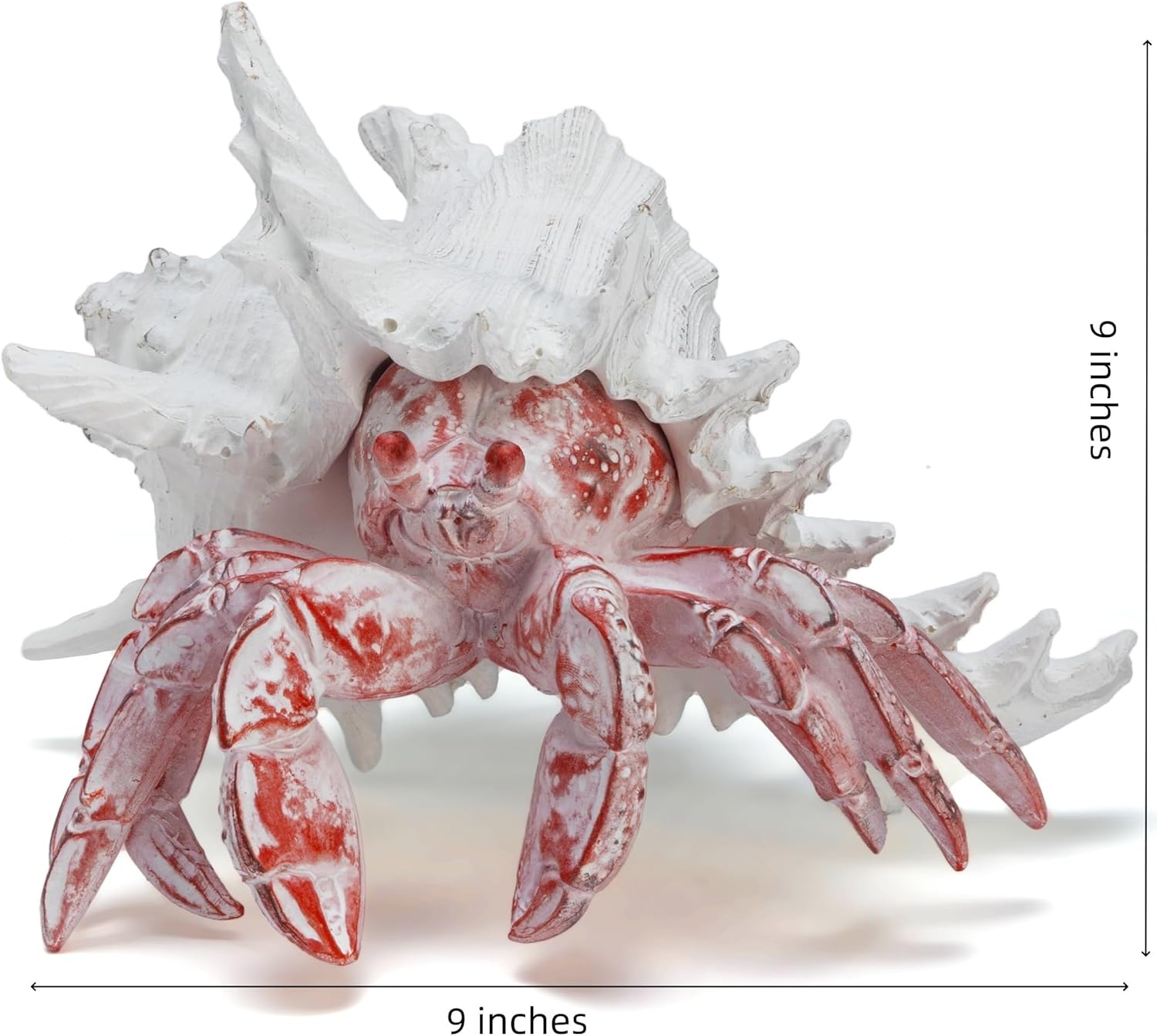 VVGIFTS Beach Coastal Decor Red Hermit Crab with Shell Figurines Decor Home Office Desk Sculpture Statue for Tabletop Shelf Bathroom Decoration Ornament Gift (Red)