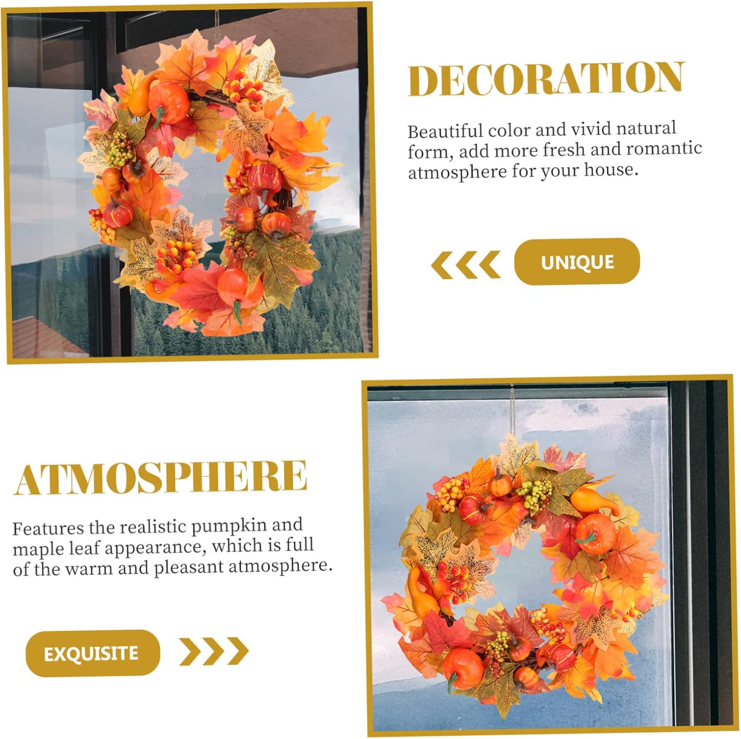 LIFKOME 5 pack Harvest Wreath with Simulated Berries Pumpkins and Maple Leaves Autumn Door Wall Hanging Decoration for Festive Tabletop Adornment and Seasonal Home Decor