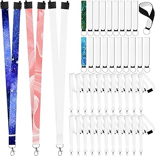 40 Pcs Sublimation Lanyard Blank Sublimation Keychain Blanks Sublimation Blank Wristlet Lanyards Neoprene Retractable Sublimation Neck Lanyard with Detachable Buckles for DIY Crafts Women Girl