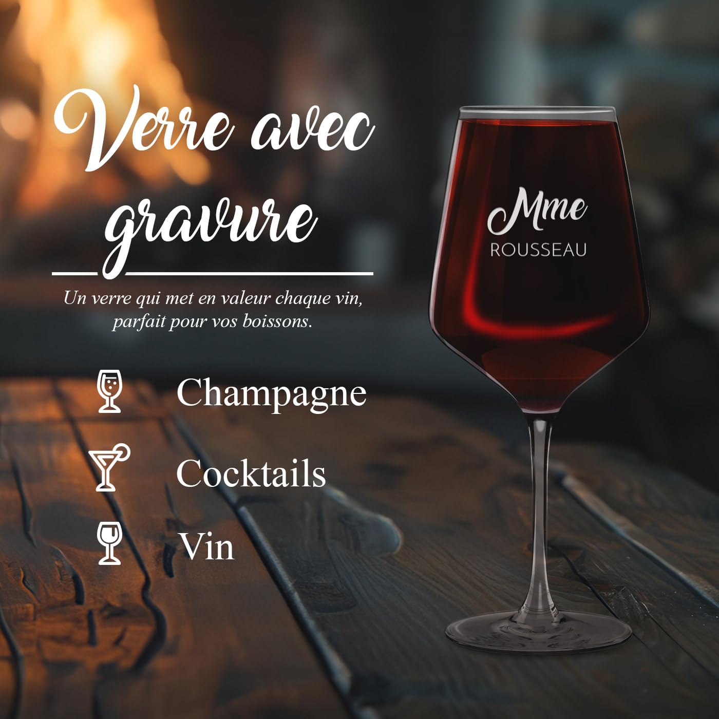 Maverton Set de 2 verre a vin en Cristal - Verres gravés 530 ml - Verres XL Cadeau Personnalisé - Cadeau couple - Set a vin pour parents - cadeau mariage - Noel - Ils