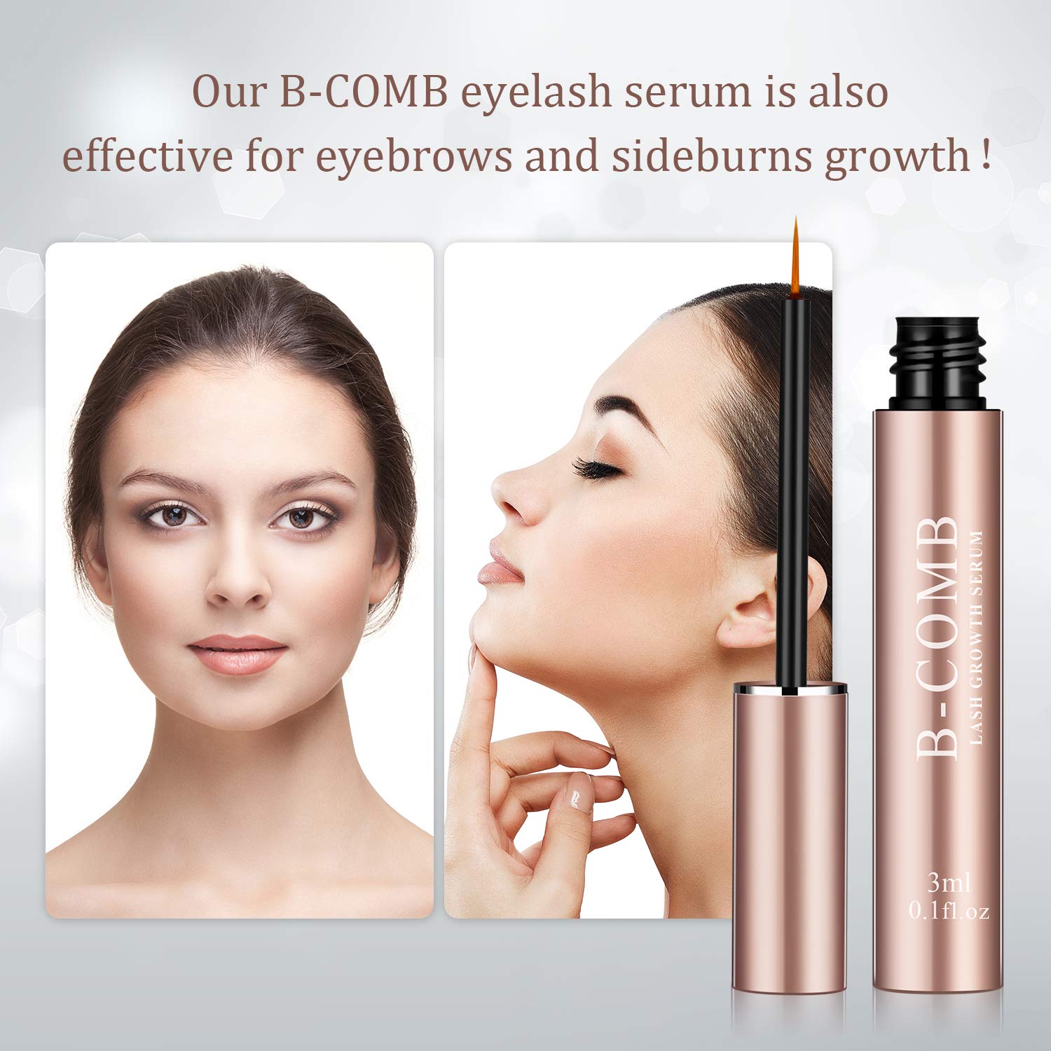 B-COMB Eyelash & Eyebrow Growth Serum for Natural - Lash Boost Serum Brow Growth Enhancer - for Extension, Thickness, Strength - 3ml