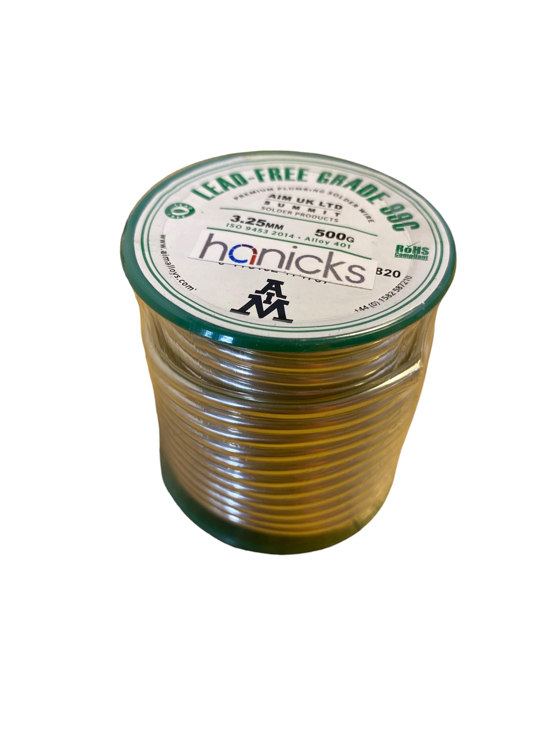 Hanicks Lead Free Plumbers Solder Wire 3.25mm 500g Reel – Grade 99C Plumbing Solder for Copper Pipe Soldering, WRAS Safe Lead Free Solder Wire for Plumbing & Heating
