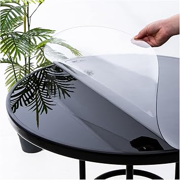 Round Waterproof Tablecloth Desk Pad for End,Clear Table Cover,Soft Glass Dining Desk Mats,Apply to Living Room,Coffee Table,Office Table mat,can be Customized,1.5mm Thick,Dia.45cm/17.7in
