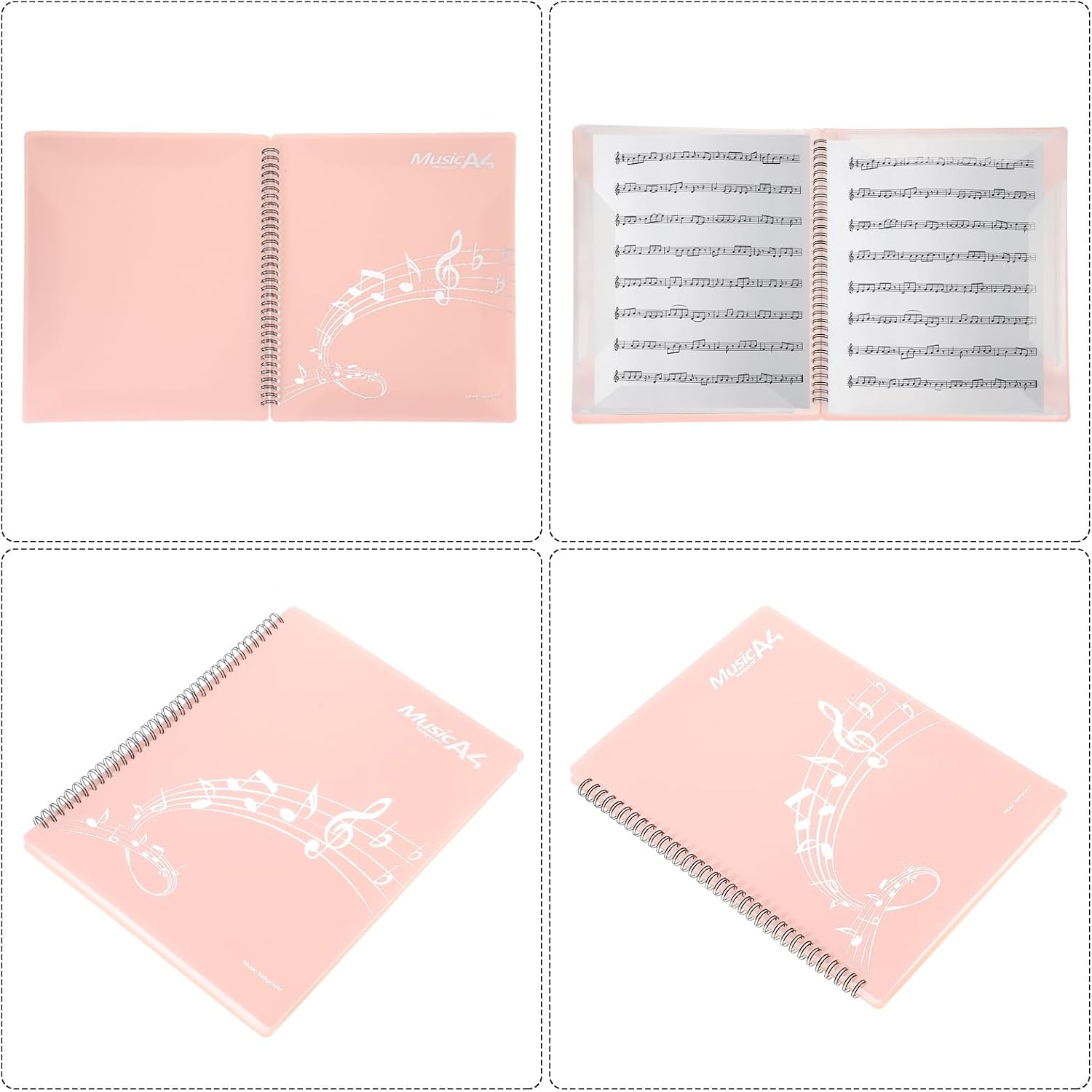 MECCANIXITY Sheet Music Folder Display 20 Sleeves 40 Pages Spiral Binder Organizer, Letter Size 8.5 x 11 Paper A4 Documents Storage Holder Bag (Pink) image 5
