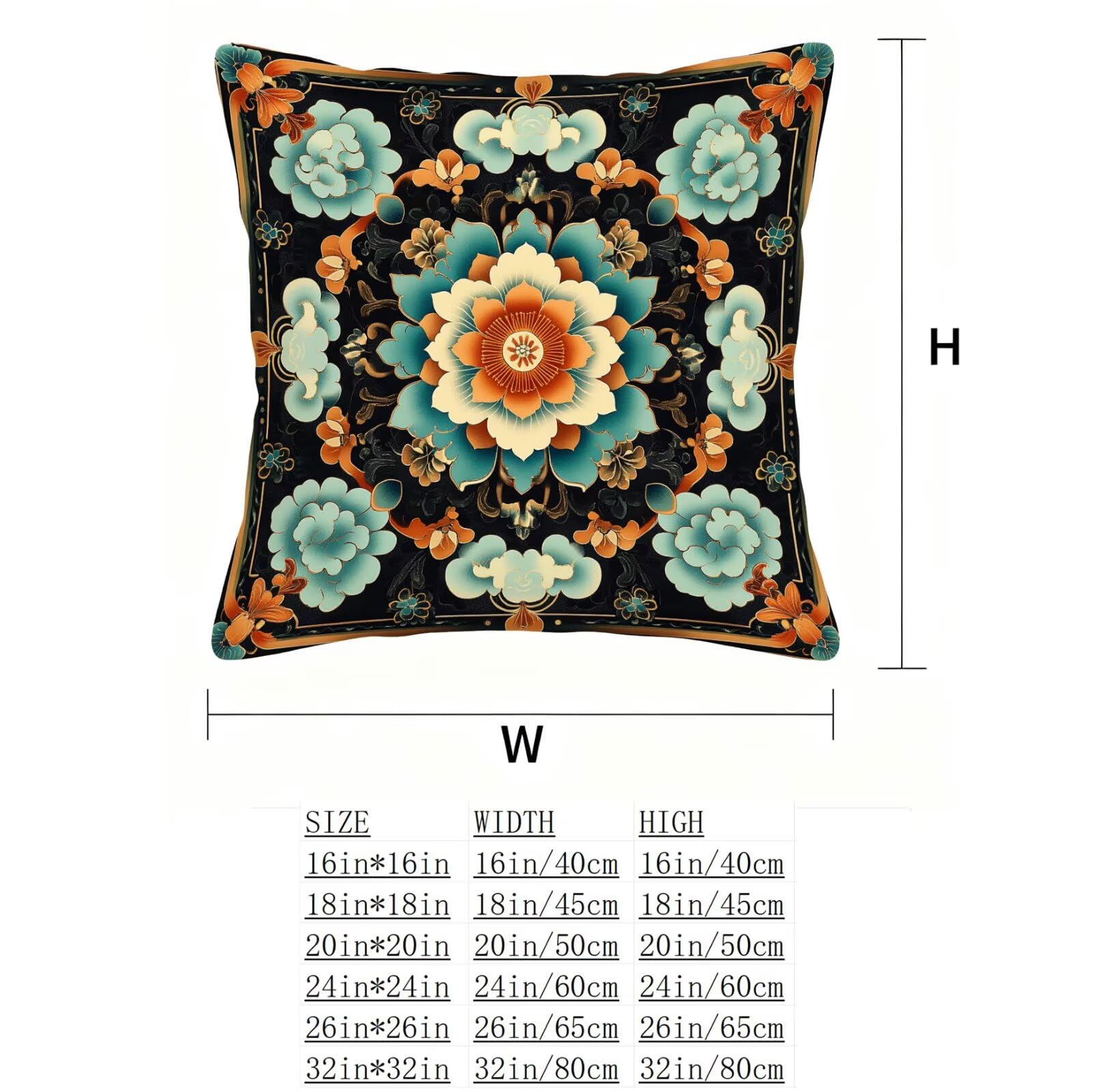 Turquesa Funda Cojin 60x60 Bohemia Funda Almohada 60x60 Cojines Sofa Súper Suave Fundas Cojines Decorativos Fundas Almohadas 4 Piezas Cervicales y Cuello, para Hogar Cama Salon Decoracion E - 841