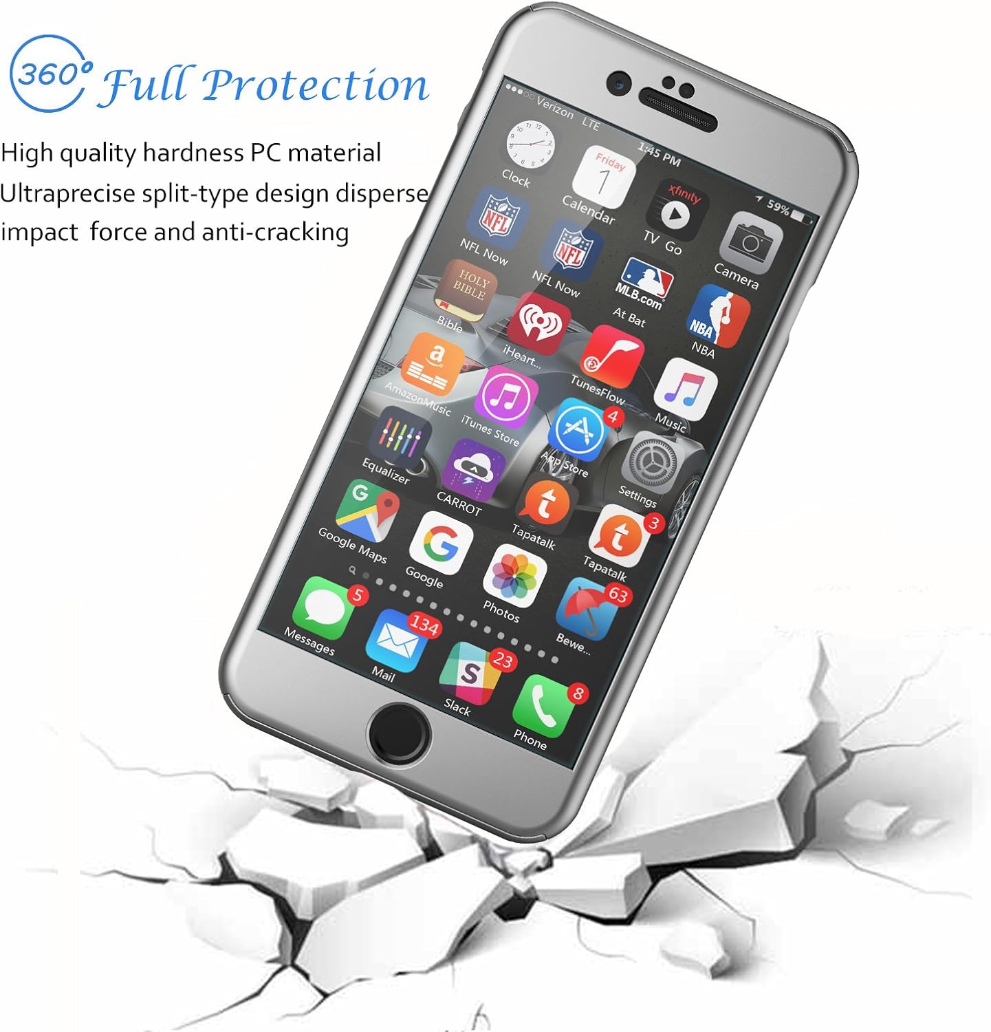 Tekcoo for iPhone 7 Plus Case, [T360 HY] Ultra Thin Full Body Coverage Protection Scratch Proof Hard Slim Hybrid Cover Shell with Tempered Glass Screen Protector for iPhone 7 Plus(5.5 inch) [Silver]