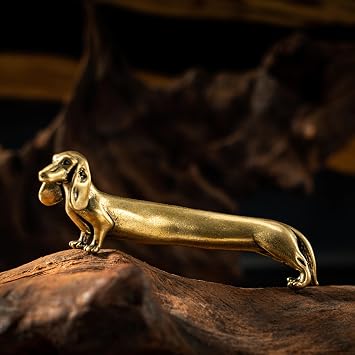 CHOVY Vintage Solid Brass Miniature - Delicate Dachshund Desk Ornament for Pet Enthusiasts - Exquisite Collectible and Home D cor Accent Dachshund